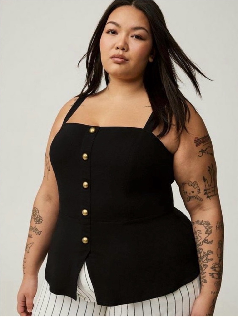 Torrid Black Button-Front Peplum Top - Women's Plus